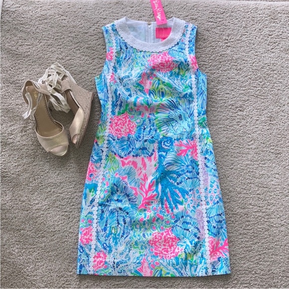Lilly Pulitzer Mila Stretch Shift Dress in Multi Sink Or Swim - Picture 2 of 8